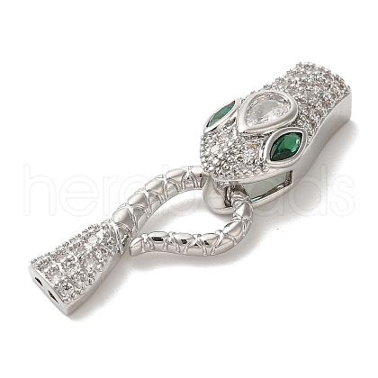 Snake Brass Micro Pave Cubic Zirconia S Hook Clasps KK-A227-06P-1