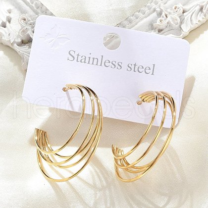 Multilayer C-Shaped 304 Stainless Steel Stud Earrings EJEW-Z098-28G-1