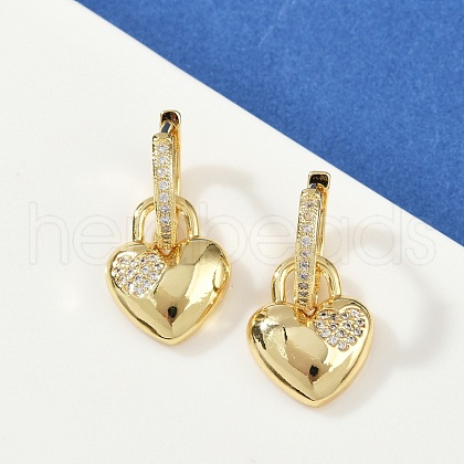 Brass Micro Pave Clear Cubic Zirconia Hoop Earrings EJEW-S275-01G-1