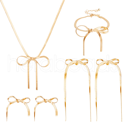 SUPERFINDINGS Bowknot Alloy Herringbone Chain Jewelry Kit for Women DIY-FH0006-56G-1