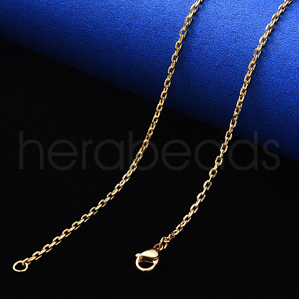 PVD Vacuum Plating 304 Stainless Steel Cable Chain Necklace NJEW-S420-008A-G-1