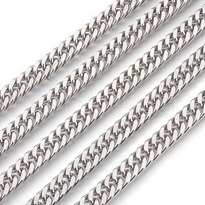 Tarnish Resistant 201 Stainless Steel Cuban Link Chains CHS-L017-17F-1