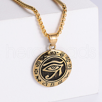 Retro Stainless Steel Eye of Ra Pendant Necklaces for Men HT4952-2-1