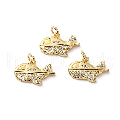 Rack Plating Brass Pave Cubic Zirconia Pendants KK-O142-29G-1