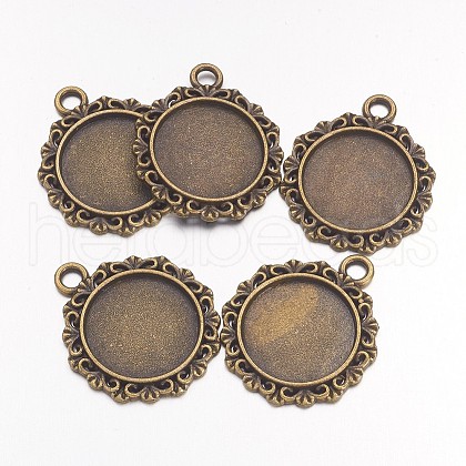 Vintage Tibetan Style Alloy Pendant Cabochon Bezel Settings X-TIBEP-M018-138AB-NF-1