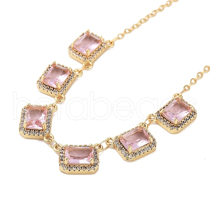 Rack Plating Brass Micro Pave Cubic Zirconia Necklaces NJEW-M215-02G-03-1