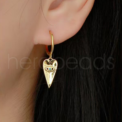 S925 Sterling Silver Heart with Eye Hoop Earrings DL4176-1