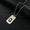Rectangle with Letter Pattern Hollow Out 201 Stainless Steel Pendant Necklaces FS-WG34D20-08-1