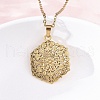 Hexagonal Flower 304 Stainless Steel Pendant Necklaces NJEW-M096-36G-1