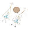 Girl with Triangle Brass Glass Seed Beads Dangle Earrings EJEW-MZ00453-01-3