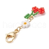 Cherry & Flower Glass Seed Beads Pendant Decoration HJEW-MZ00155-4