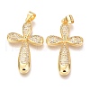 Brass Micro Pave Clear Cubic Zirconia Pendants ZIRC-O038-09G-1