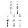 Copper Wire Wrapped Natural Gemstone Pointed Bullet Pendant Decorations HJEW-JM03103-02-1