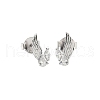925 Sterling Silver Clear Cubic Zirconia Stud Earrings EJEW-Q032-01A-P-4