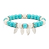 Synthetic Turquoise & Natural Lava Rock Round Beads Stretch Bracelets Set BJEW-JB07465-5