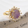 Sunflower Natural Amethyst Finger Rings RJEW-B113-03G-08-3