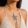 Bohemian Style Alloy Starfish Pendant Faux Suede Cord Lariat Necklaces for Women WG2E11B-01-1
