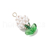 Glass Seed Beaded Flower Bud Pendants PALLOY-MZ00760-04-3