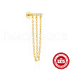 Rectangle 925 Sterling Silver Micro Pave Clear Cubic Zirconia Cartilage Earrings with Tassel Chains FS-WGA2317-07-2
