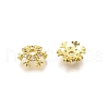 Snowflake Brass Micro Pave Clear Cubic Zirconia Bead Caps KK-K300-03C-G-2