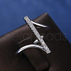 Brass Micro Pave Clear Cubic Zirconia Finger Rings for Women WG82572-01-2