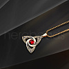 Viking Trinity Knot 304 Stainless Steel Red Cubic Zirconia Pendant Necklaces for Men FS-WG3DF62-02-2