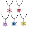 Glass Seed Beads & Polymer Clay & Evil Eye Lampwork Snowflake Pendant Necklaces NJEW-MZ00102-2