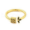 Square Cubic Zirconia Open Cuff Rings RJEW-L120-003G-2