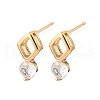 Rhombus & Flat Round Brass Micro Pave Cubic Zirconia Stud Earrings for Women EJEW-G428-20G-02-4