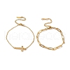 304 Stainless Steel Paperclip Chains & Cable Chain Bracelet Sets AJEW-U005-05A-G-2