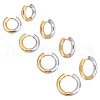 Unicraftale 4 Pairs 4 Size Two Tone 304 Stainless Steel Hinged Hoop Earrings for Women EJEW-UN0002-20-1
