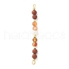Faceted Round Natural Mixed Gemstone & Potato Natural Cultured Freshwater Pearl Beaded Connector Charms PALLOY-JF03531-2