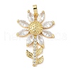 Brass Micro Pave Cubic Zirconia Pendants and Glass KK-Q068-24G-1