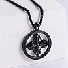 Cool Punk Style Stainless Steel Cross Round Ring Dorje Vajra Pendant Necklaces Jewelry FU6625-3-1