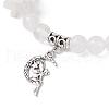 Natural Quartz Crystal Round Beaded Charm Bracelets BJEW-TA00615-02-3