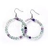 Natural Fluorite Dangle Earrings EJEW-K077-A05-1