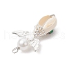 4Pcs 4 Colors Natural Cowrie Shell Copper Wire Wrapped Angel Pendants PALLOY-JF03663-5