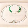 Mother's Day Jewellery Natural Freshwater Pearl Chrysoprase Beaded Necklace & Bracelets Sets for Women WGE4EAE-08-1