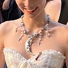Moon Star Alloy & Silver Color Plastic Imitation Pearl Big Pendant Necklaces for Women FS-WG21961-01-3