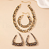 Leopard Print Alloy Oval Link Chain Necklaces & Bracelets & Triangle Stud Earring Sets FS-WG20E63-01-1