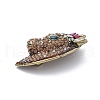 Horse's Head Alloy Rhinestone Brooches JEWB-E041-18AB-03-2