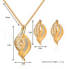 Leaf Alloy Rhinestone Pendant Necklaces & Stud Earrings Sets FS-WG55378-01-5