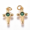 Brass Micro Pave Cubic Zirconia Tiny Cross Charms ZIRC-G168-54G-03-1