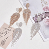 FIBLOOM 2 Pairs 2 Colors Crystal Rhinestone Chain Tassel Dangle Stud Earrings EJEW-FI0001-02-7