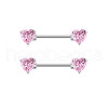 304 Stainless Steel Pink Cubic Zirconia Nipple Rings WGE5BE3-12-1