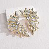 304 Stainless Steel Glass Stud Earrings for Women EJEW-M095-10G-01-1