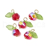 Transparent Electroplate Glass Beads with Transparent Acrylic Charms and Brass Ball Head pins Pendants PALLOY-JF03593-01-3