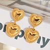 Stylish Stainless Steel Heart Tassel Stud Earrings OK8951-1-1