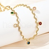 304 Stainless Steel Rope Chain Colorful Cubic Zirconia Tassel Necklaces for Women NJEW-V015-01G-D-3