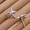 Starfish Silver Color Plated Brass Stud Earrings EJEW-BB11877-3